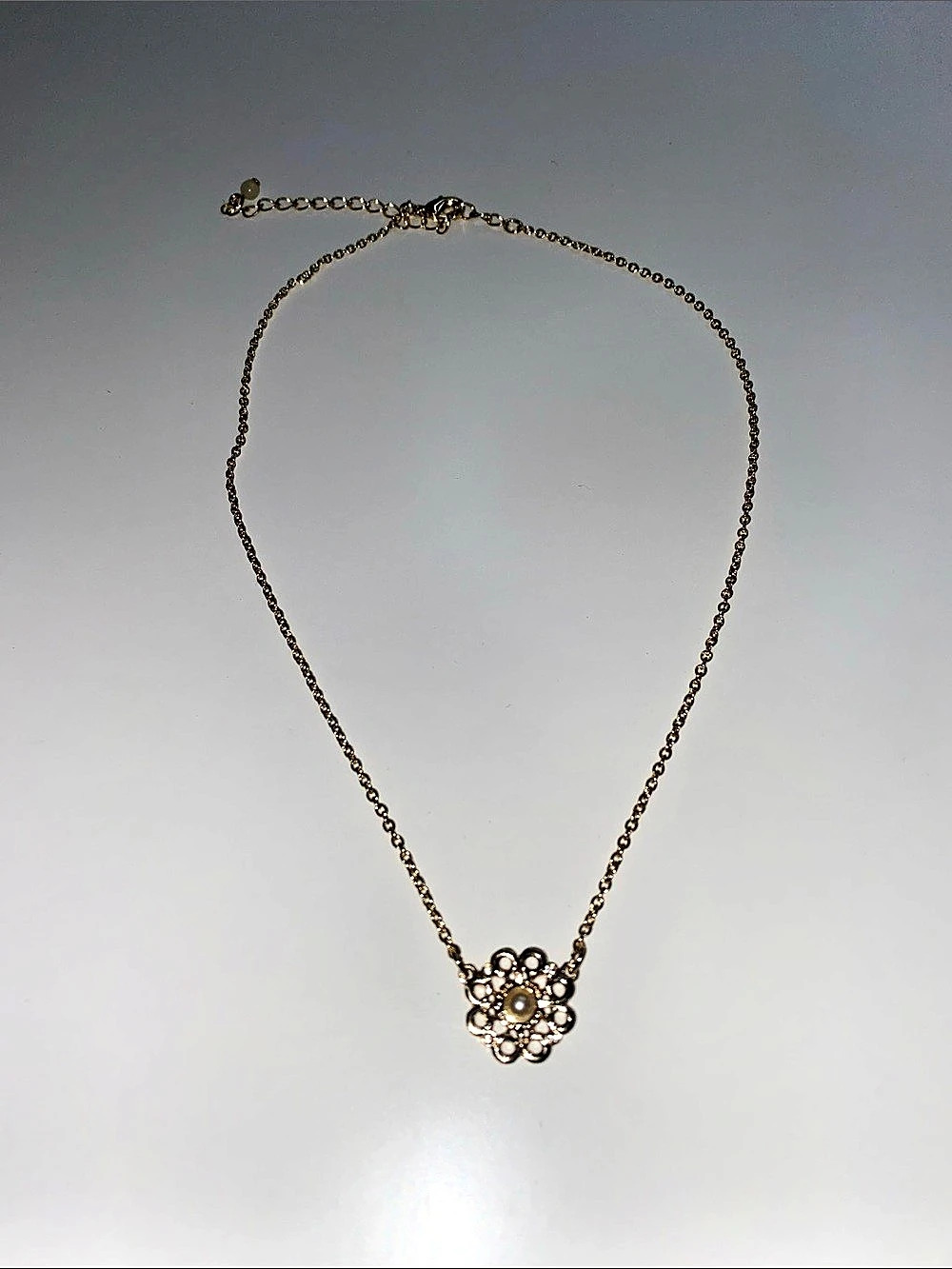 Tea Rose Pendant Necklace Gold